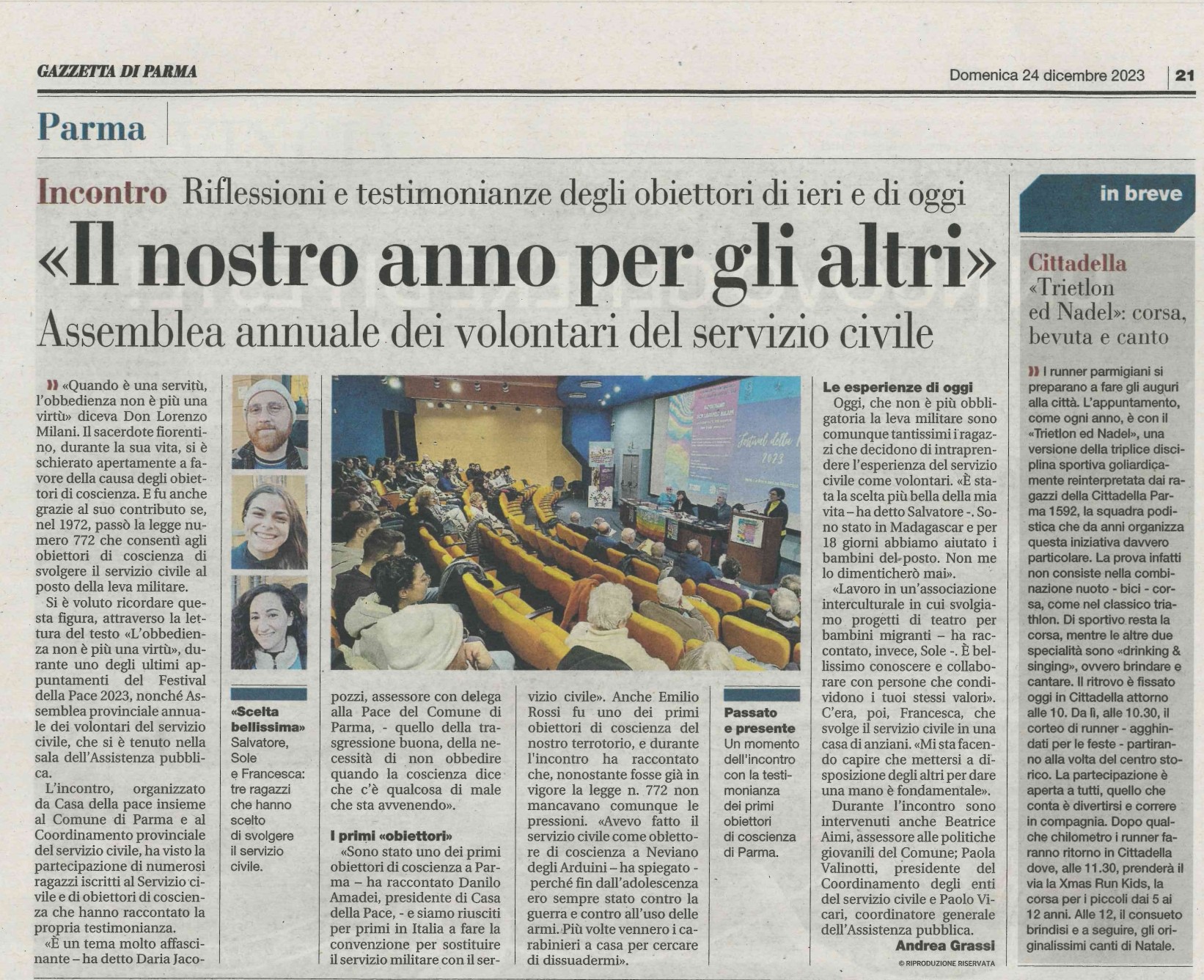 Articolo Gazzetta di Parma