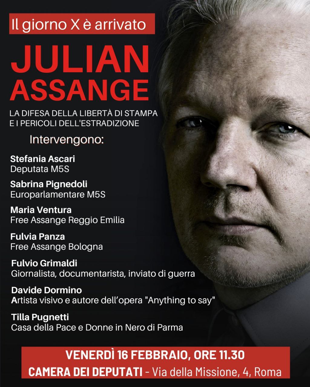 Locandina Assange Camera Deputati